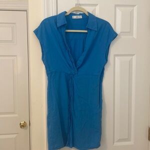 Mango blue mini wrap dress
